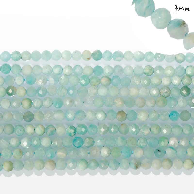 Beautiful AAA Faceted Natural Amazonite Gemstone Loose Round Beads 2mm/3mm/4mm Spacer Beads For Jewelry Making