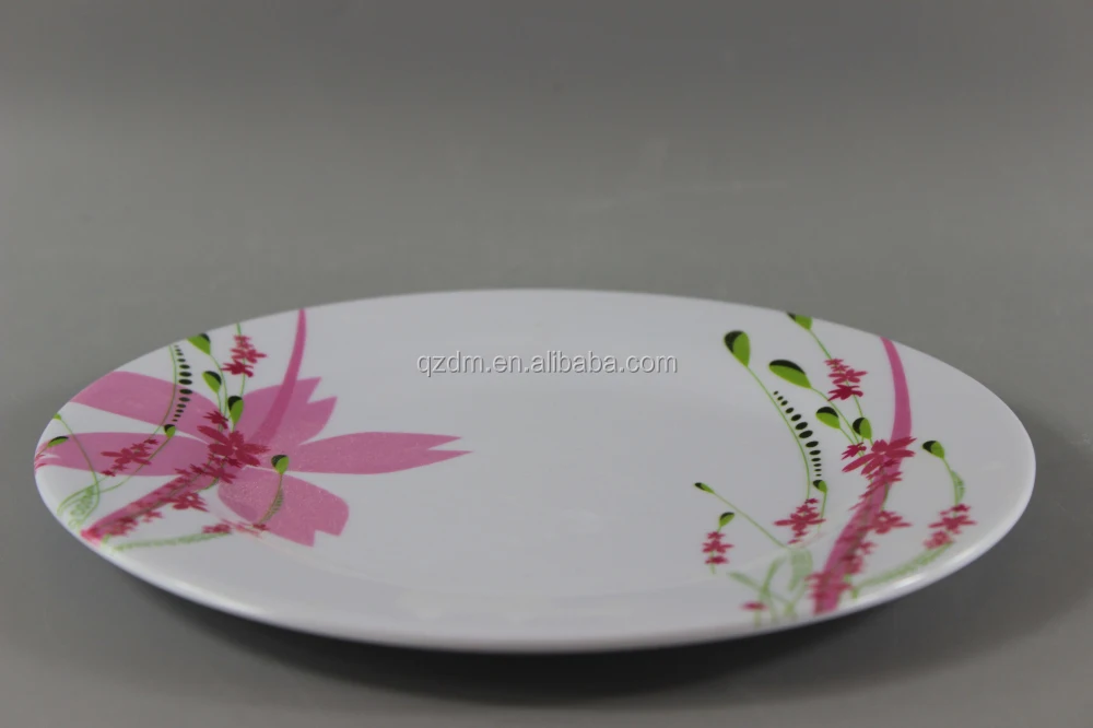 Elegant Print Melamine Round Plate For Dessert