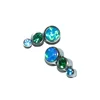 Titanium Internally Threaded Bezel Set Green Stones Curve Cluster Piercing