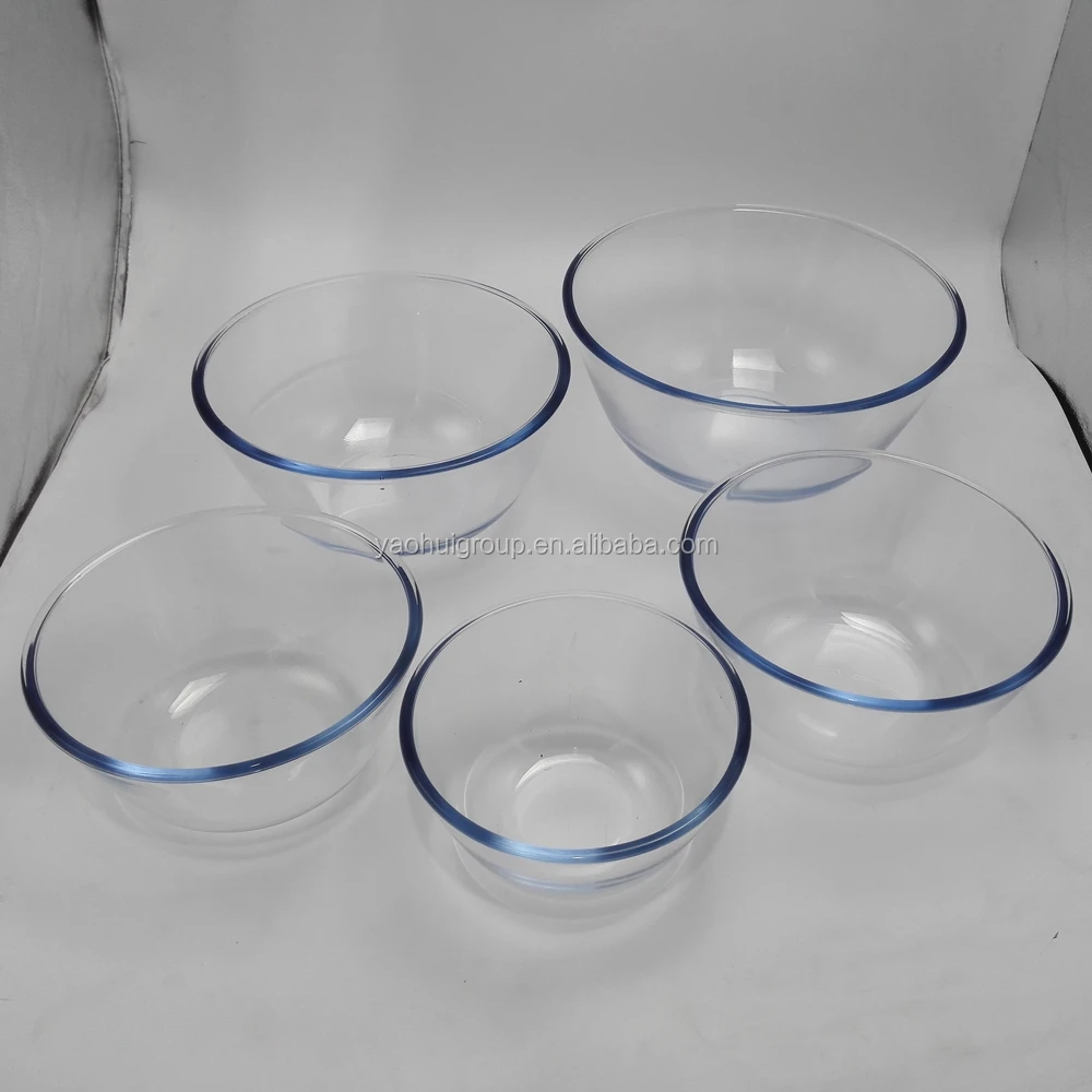 Wholesale Microwave Oven Safe Clear Glass Dinnerware Mixing Bowl Set