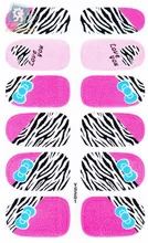 Y5201 Adhesive Nail Art Sticker Pink And Black Zebra Design Nail Wraps Decals Manicure Glitter Decor