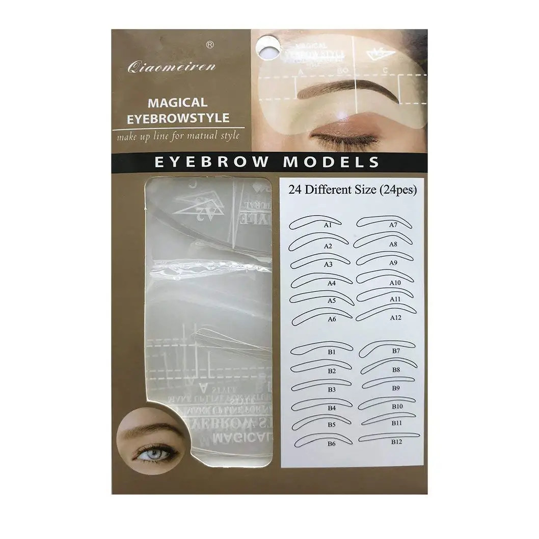 24 Different Eyebrow Shaping Stencils, Eyebrow Stencil,Eyebrow Grooming Stencil Kit Shaping Templates Eyebrow Frame DIY Tools