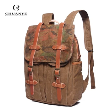 canvas backpack with leather straps