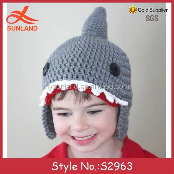 S2963新しい手作りニットかぎ針編み動物型サメ帽子子供用冬用帽子イヤーフラップ付き Buy 子供冬帽子 サメ帽子 動物形の帽子 Product On Alibaba Com