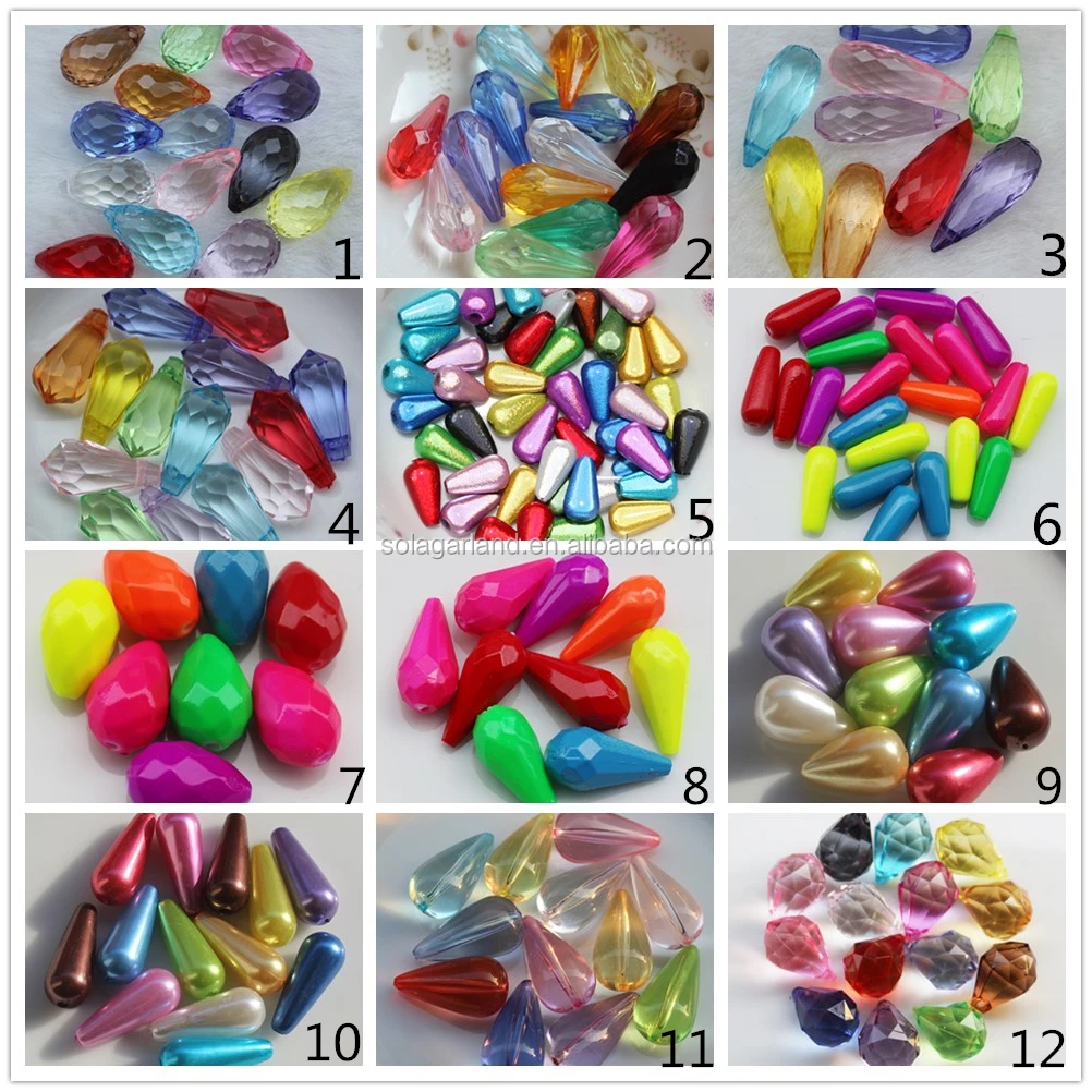 Mix Colors 14 Mm Length Faceted Raindrop Beads Acrylic Buy Raindrop
