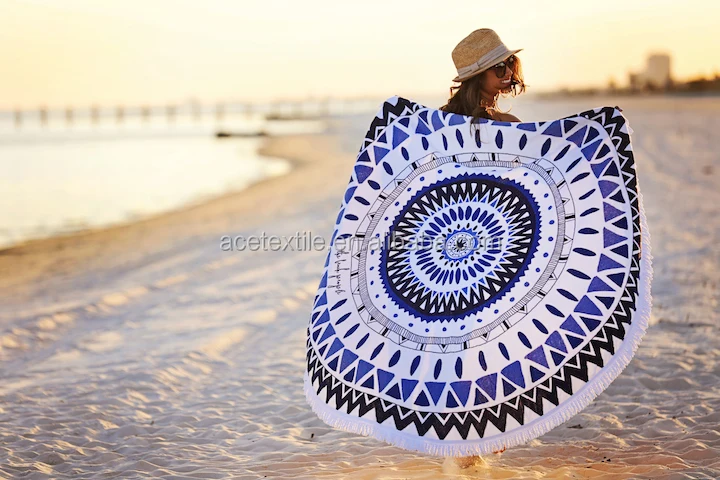 Soft Microfiber Good Quality Girl Favorite Surf Round Beach Towel With Tassels View Girl Favorite Round Beach Towel Ace Textile Product Details From