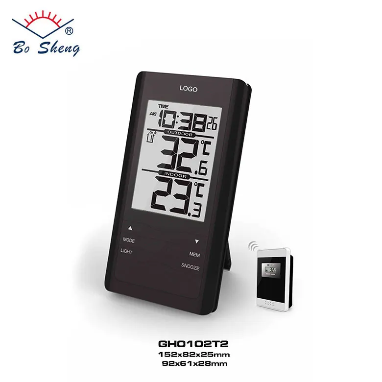 Indoor Outdoor Thermometer Clock 433mhz Wireless Digital Electronic