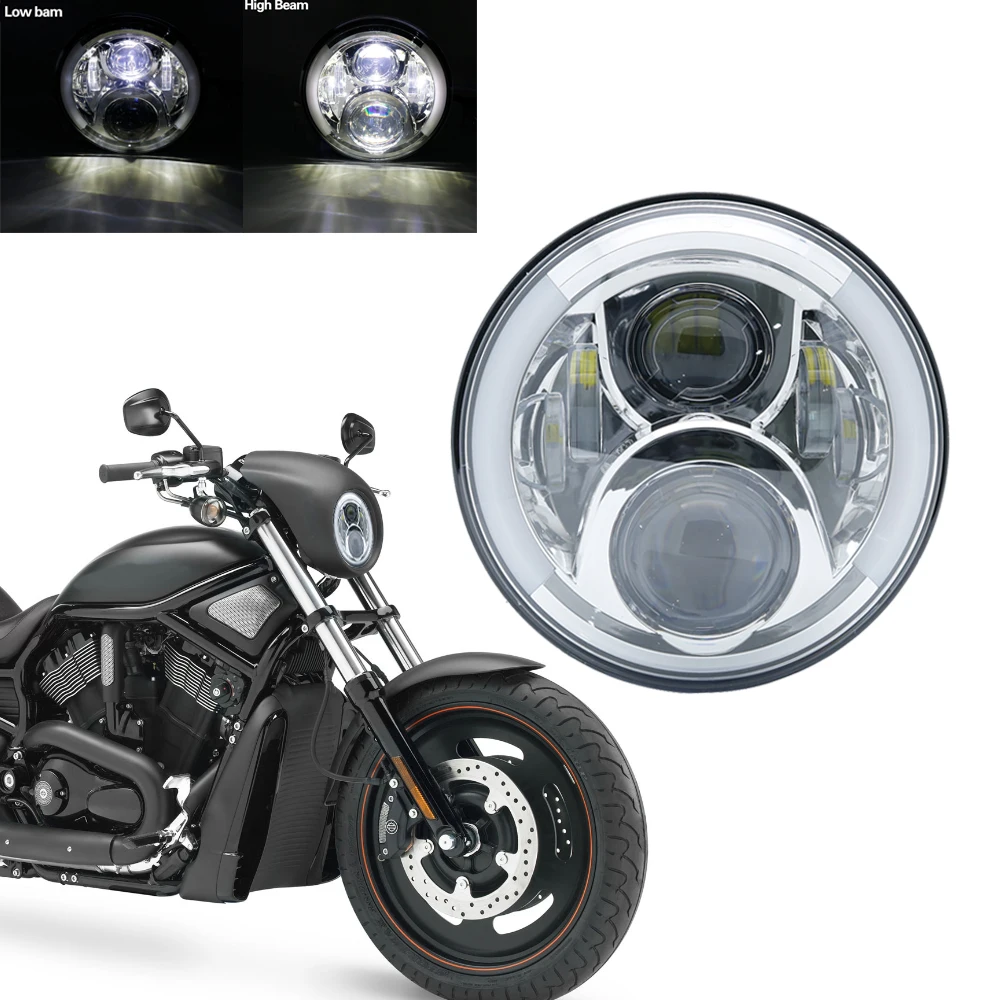 Motorcycle Lighting System 7 Round Drl Headlamp Projector Headlight ...