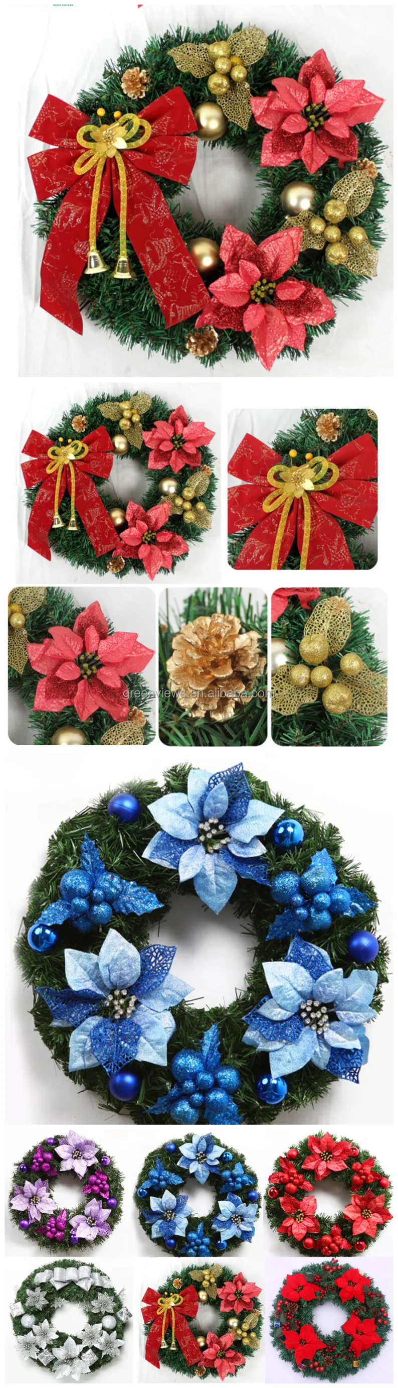 Wholesale Artificial Christmas Wreaths Decorated Plastic Christmas