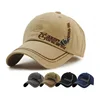 High range cream-coloured men jean sports hats letters embroidered baseball cap with metal logo