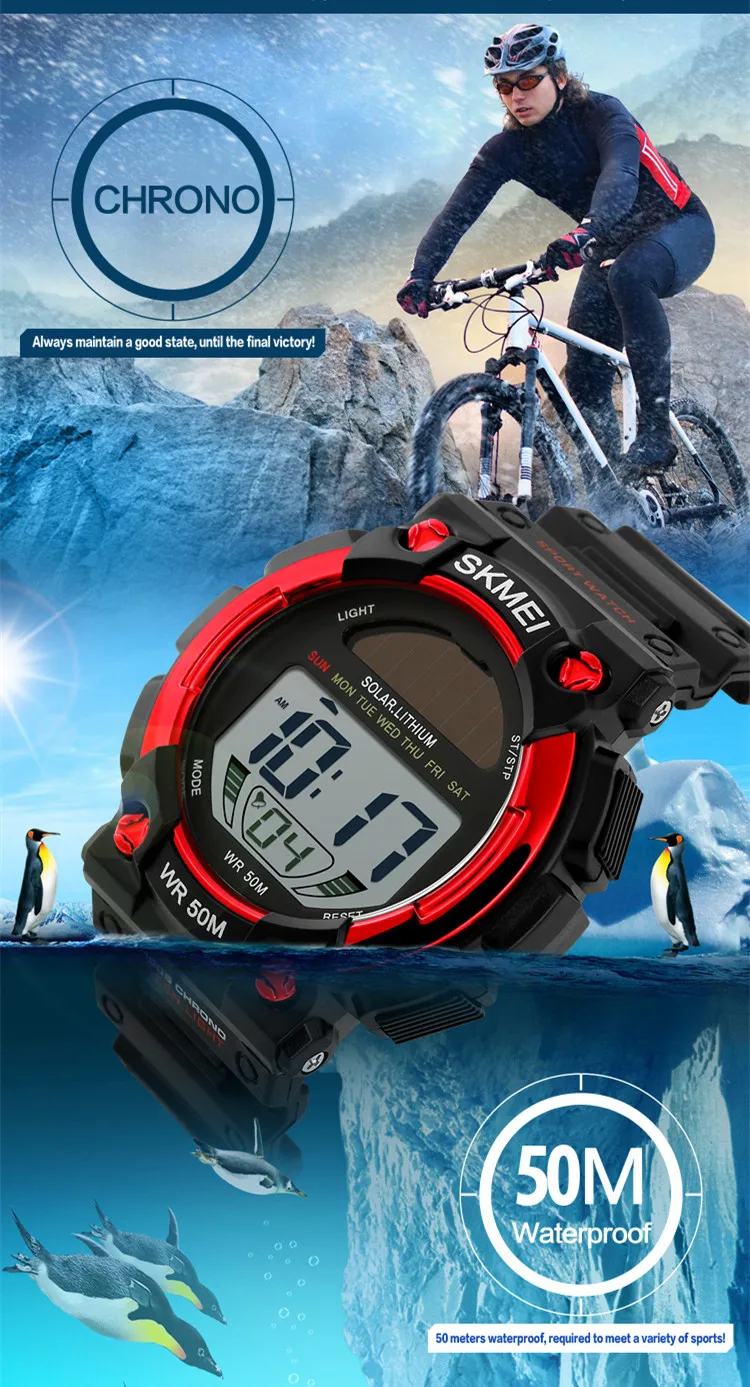waterproof solar powered watch