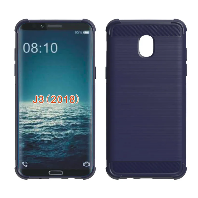 newstyle Carbon Fiber Cover soft Tpu Brushed case For Samsung Galaxy J3 2018