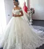 NE119 Elegant Lace Ball Gown Long Sleeve Wedding Dresses 2019 Gelinlik Sweetheart Sheer Back Princess Illusion Bridal Gowns