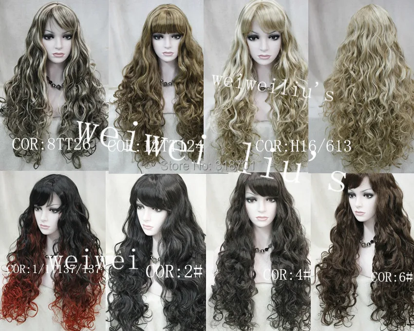Discount Long Curly Synthetic Hair Wig many colors for you choose free shipping