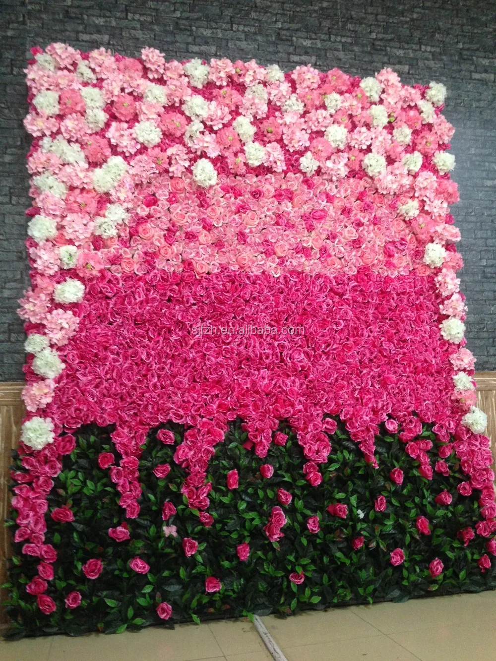 Sj Hot Pink Rose Flower Wall In Silk Artificial Rose Flowers For