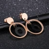 2017 new fashion stylish small rose gold circle round cake black ring ring earrings