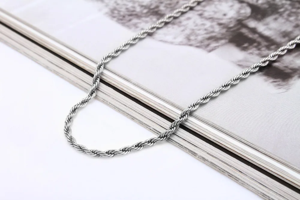 316l 不锈钢扭曲链项链钛钢项链为男性和女性