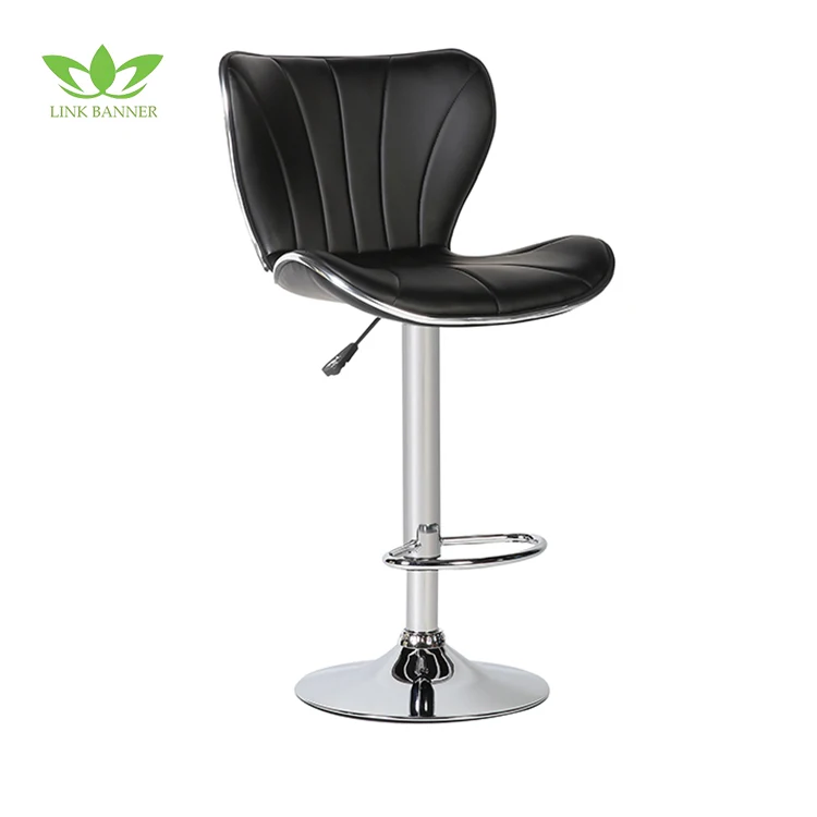 High Quality Modern Pu Leather Bar Chair Black Adjustable Metal Stool