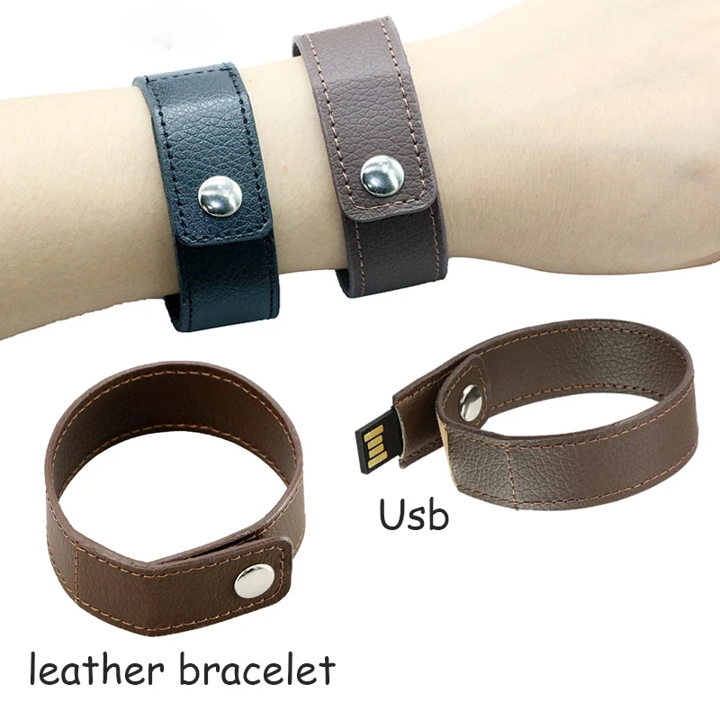 Full Capacity Flash Drive 64g Pen Drive Leather Wrist Band USB 16gb Flash Card 32gb Bracelet U Stick 8g Memory Disk - ANKUX.COM