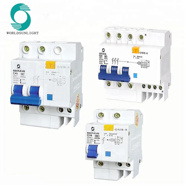 2 C16 Interruttore corrente residua 230V//16A Protezione da dispersione di corrente 230V//16A DZ47LE-32 2P