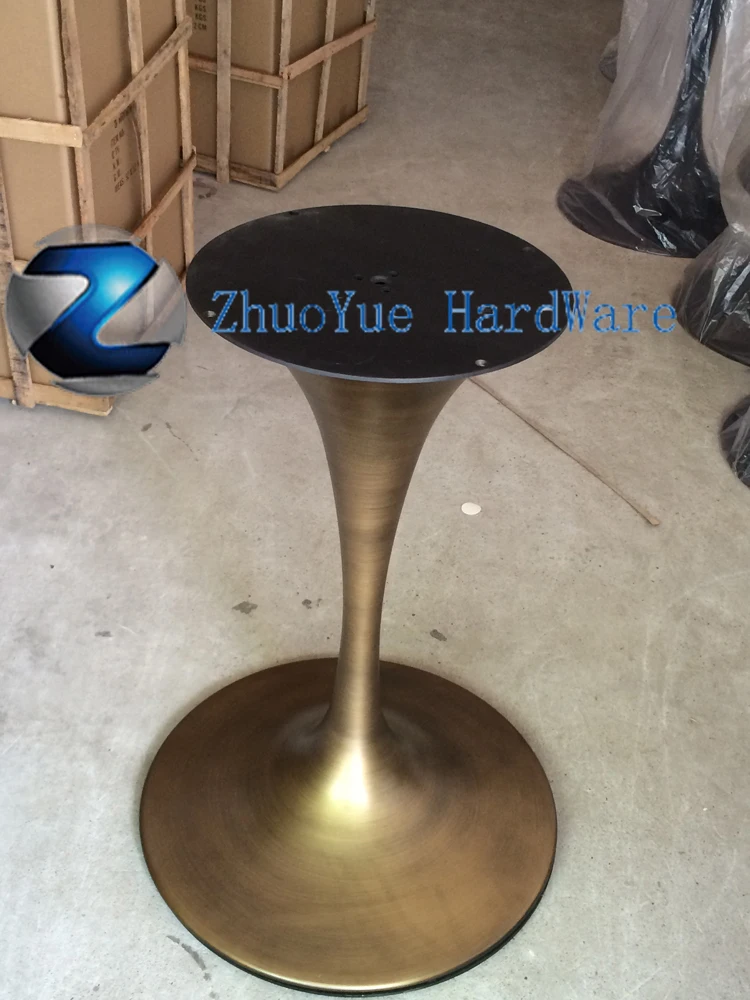 Antique style cast wrought iron table legs brushed bronze Round tulip table base For Eero Saarinen marble tulip dining Table