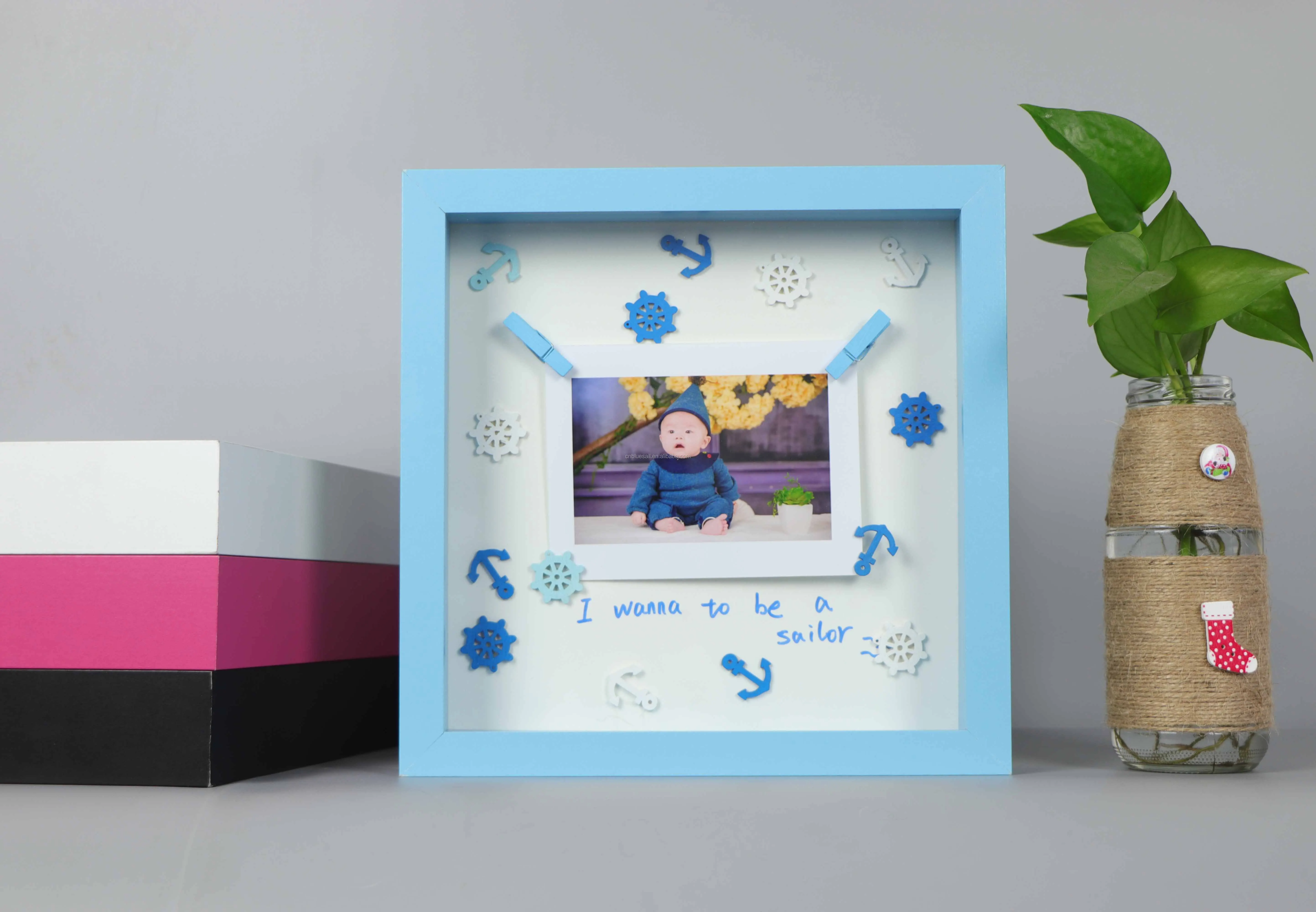 Blue Shadow Box Frame,Picture Frame Size 9x9
