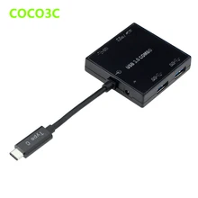 Combo USB-C to SD MMC / Micro SDXC TF Card Reader USB 3.1 Type C to 3 Ports USB 3.0 HUB for Macbook For Google Phone OTG