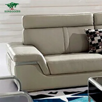 High Quality Grey Leather Corner Settee Large Sofa