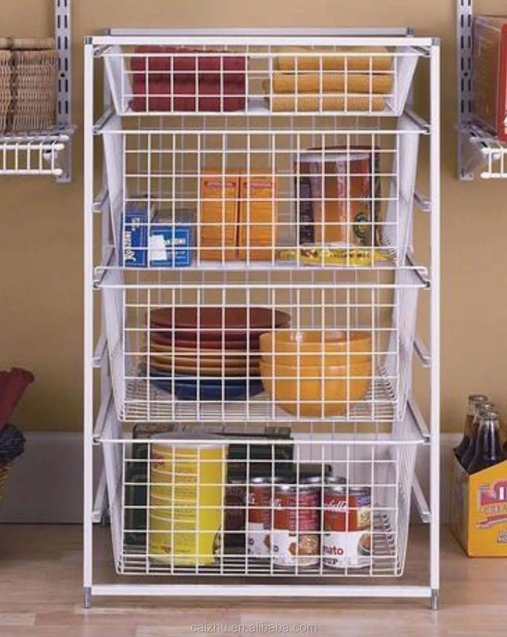 Metal Wire Closet Clothing Clothes Organizer Storage Rack Basket