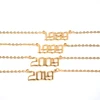 18K Gold Plated Personalized Old English Number Date Birth Year Necklace