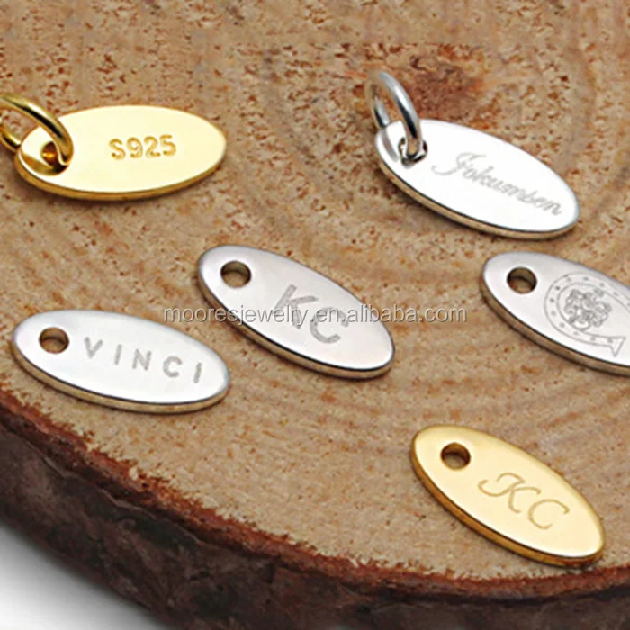 Custom Sterling Silver Jewelry Logo Tags Charms For Bracelets Necklace Earrings Jewelry Brand