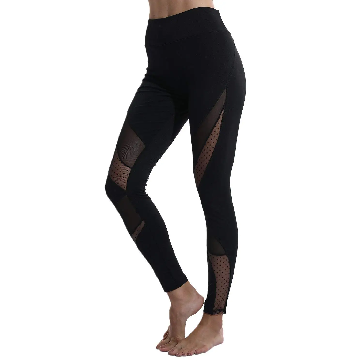 yoga pants with sheer panels