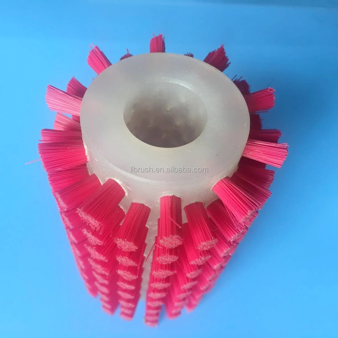Factory Customized Red Nylon Bristle Cylinder Brush Roller For Cleaning