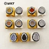RR017 WKT Wholesale New Fashion Druzy Agate Ring For Women Jewelry Decoration Rhinestone Pave Ring