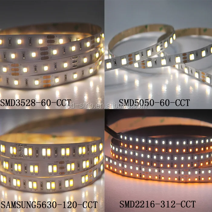 Double Color Led Package Bicolor Dual White Led Strip 2700-6500k Cct 2835 5630 2216 3528 5050 ...