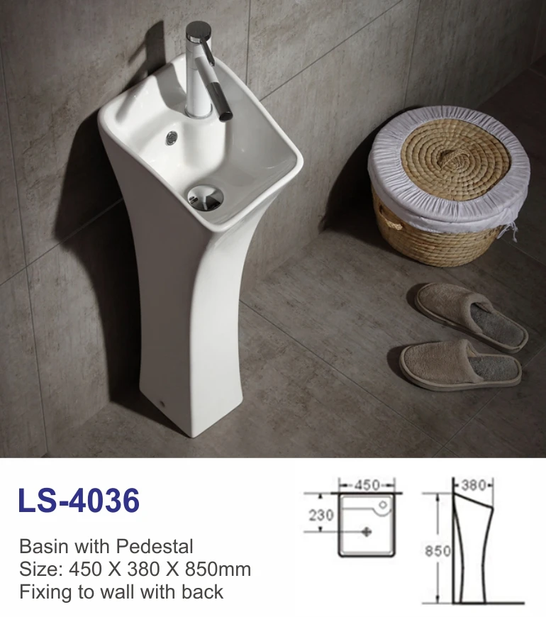 Cheap Price Bathroom Ceramic Pedestal Basin Wash Kenya Sink Pipe