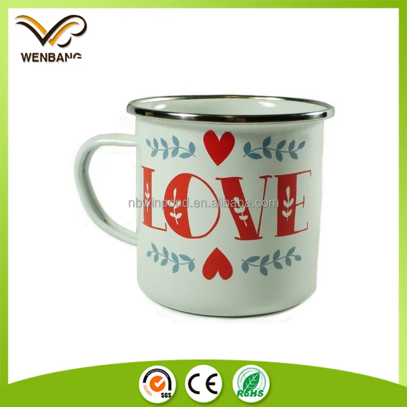 Roll Rim Tin Cup Enamel Coffee Roll Rim Tin Cup Enamel Coffee
