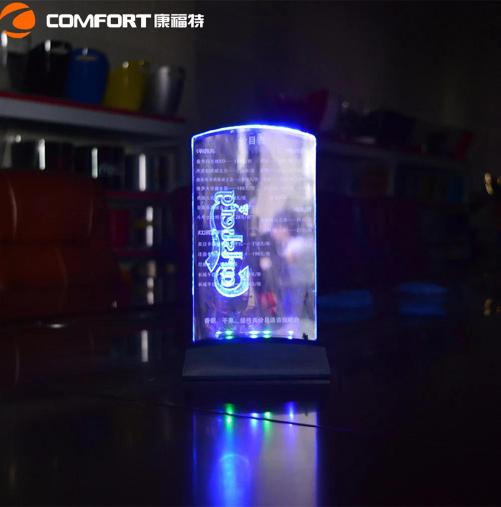 Laser Cutting Led Lighted Restaurant Menu Table Tent Buy Laser