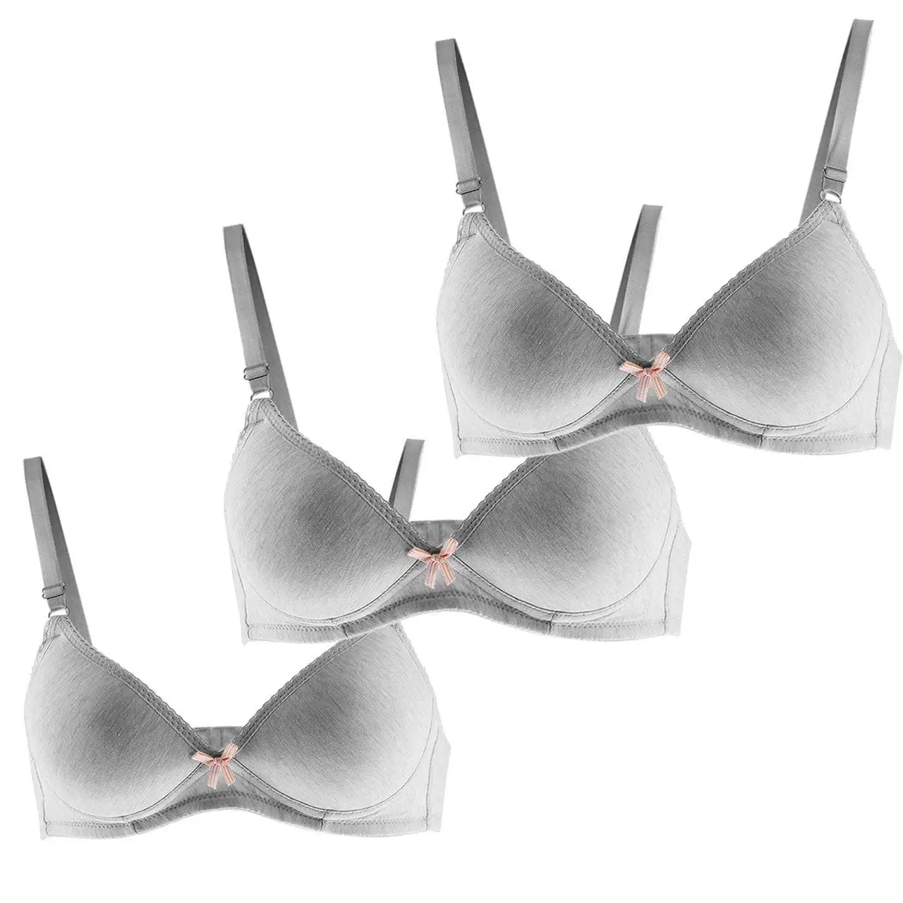 Rebacker Teen Girls Bra Thin Cotton Breathable Sports Bra Wire Free Push Up Running Casual Bra
