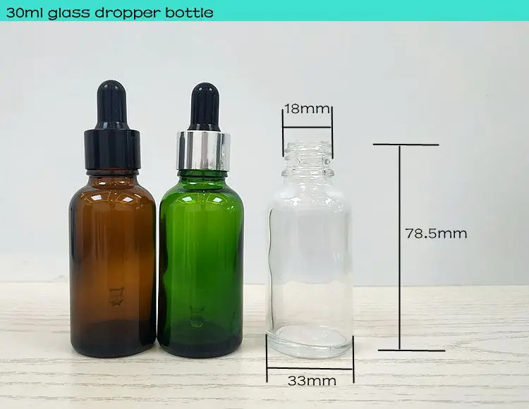 In Stock Essential Oil Bottle Boston Round Black Glass Dropper Bottle