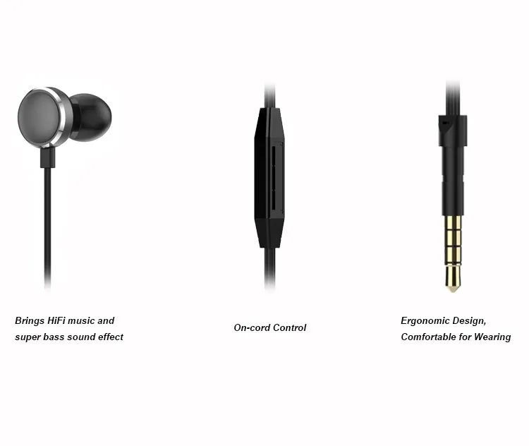 Comfortable Sounds Metal Earphone With Wired Headphones Earphone