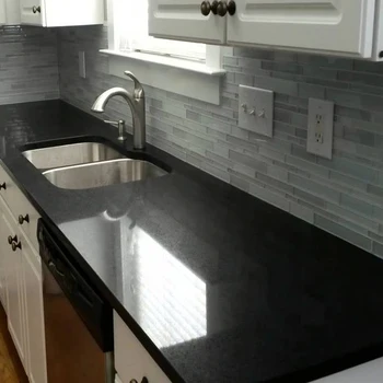 Black Kitchen Countertop Artificial Quartz Stone Engineered Stone