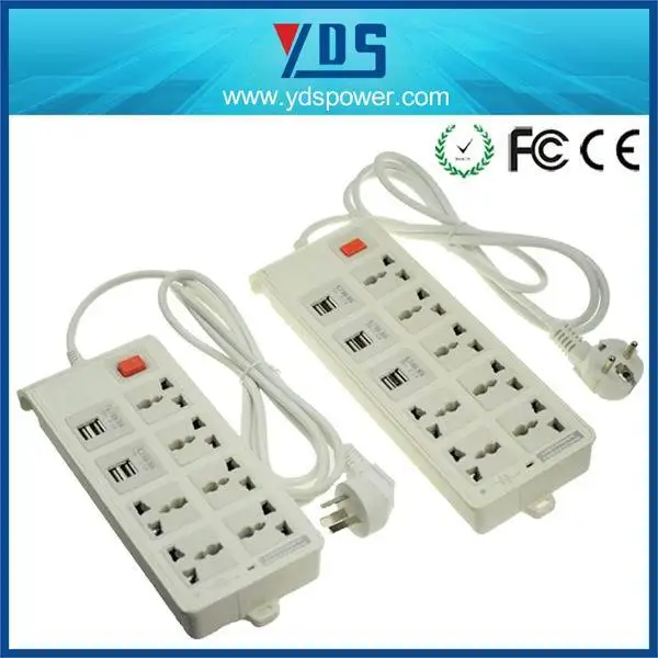 250v 7 Way Universal Electrical Plug Socket 6 Usb Port Extension Cord