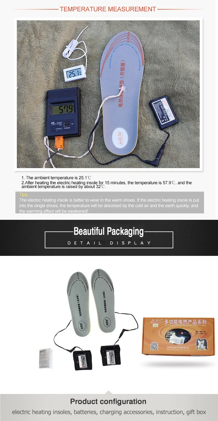 Warmspace Electric Heating Shoe Insoles Keep Warm At Constant Temperature Rechargeable Lithium