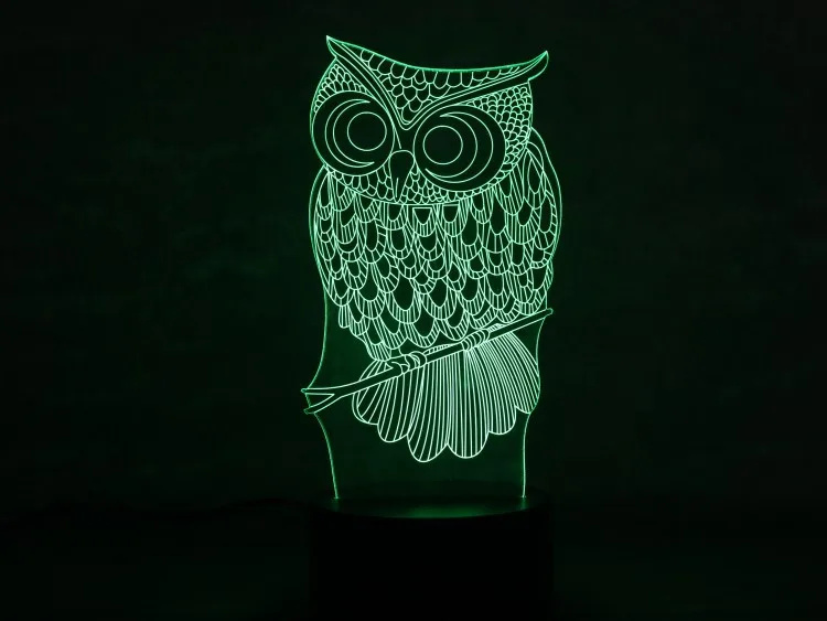 7 Color Owl Lamp 3d Visual Led Night Light Base For Kids Baby Sleeping