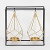 Scandinavian style Metal Copper Painted Gold Geometric Candle Holder