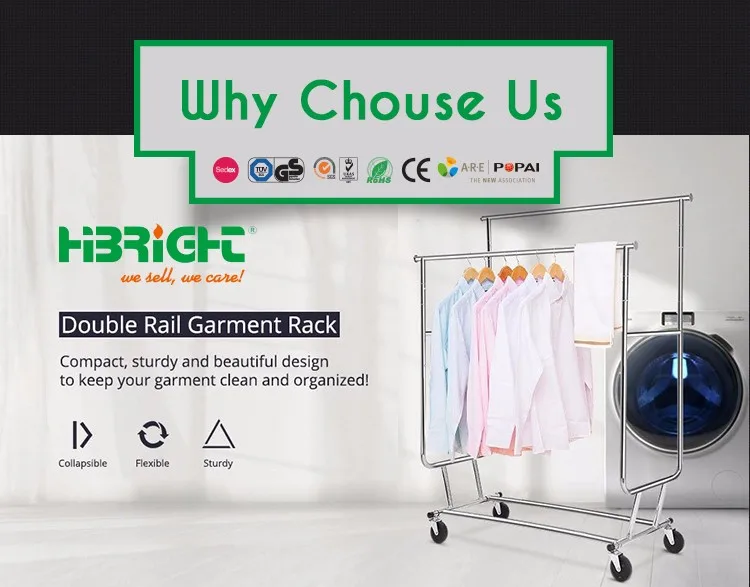 Mobile Folding Chrome Display Garment Rack Retail Portable Used Custom