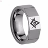 Factory Price Mens Silver Tungsten Carbon Fiber Masonic Rings