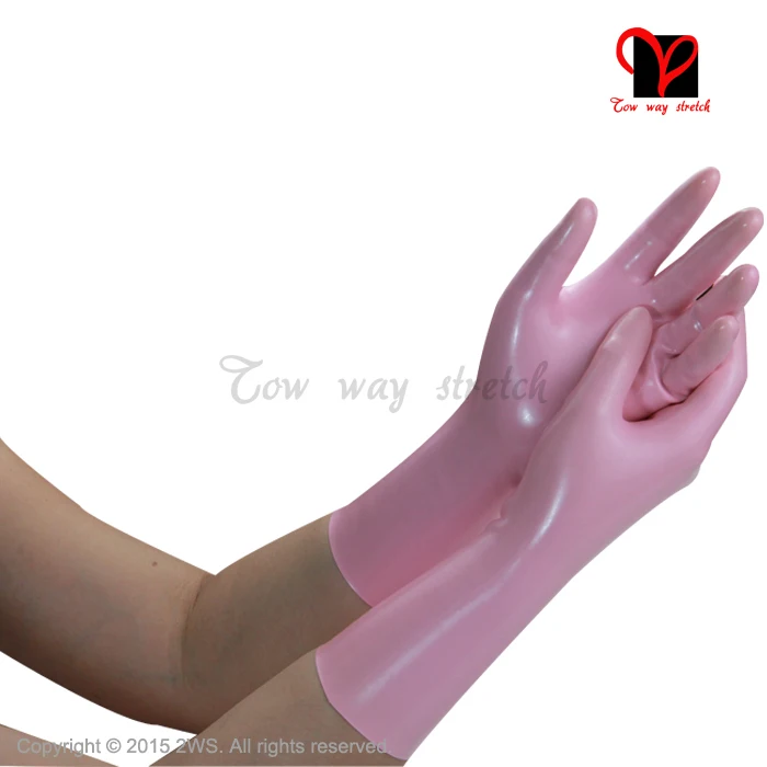 pink vinyl gloves