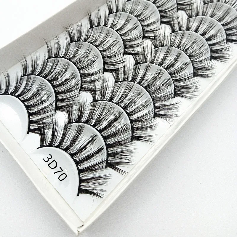 China Hot Sale 10 Pairs Silk Eye Lash Faux Mink False Lashes Synthetic Fake Eyelashes